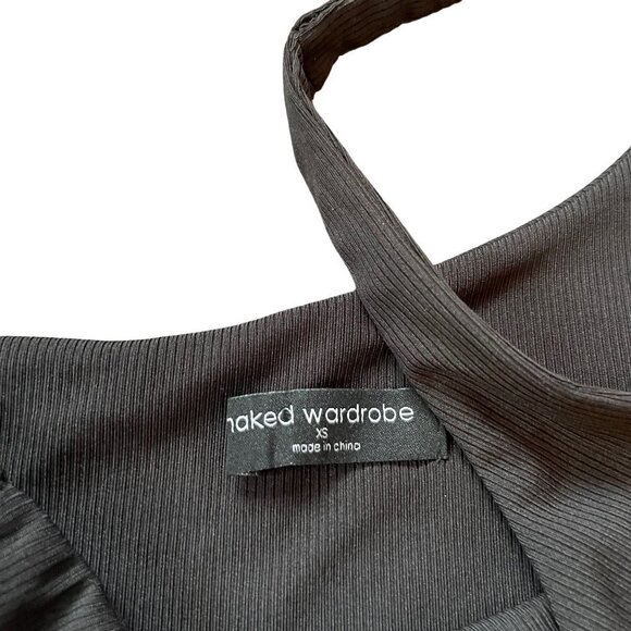 Naked Wardrobe Mini Dress Womens Extra Small XS Black One Shoulder Bodycon Short - Picture 5 of 8